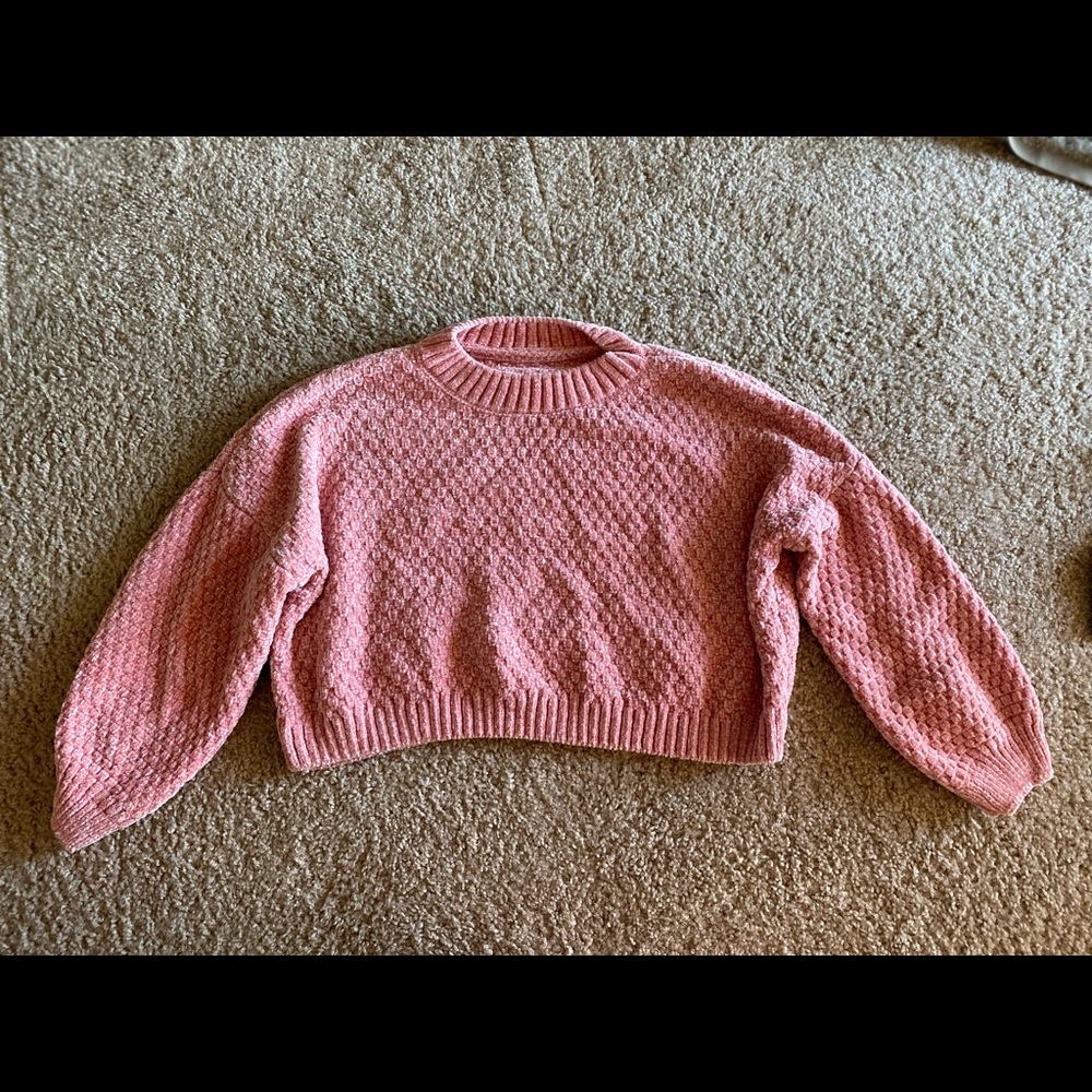 Pink Velvet Cropped Sweater